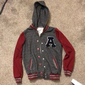 Red and grey letter jacket